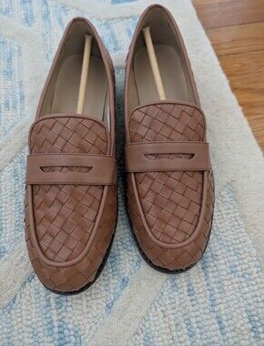Ann Taylor Size 10 Women's Woven Penny Loafers Brown